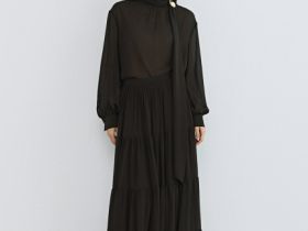 Юбка макси из шифона, Коричневый