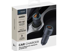 Автомобильное зарядное устройство Deppa (11220) Car Charger USB/Type-C 48W (серый)