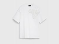 Футболка с цветочной аппликацией, Белый