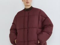 Утеплённая стёганая куртка с шарфом, Фиолетовый