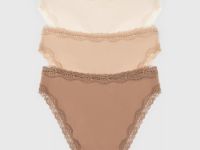 Классические трусы с кружевом, 3 шт., Бежевый