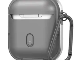 Чехол WiWU Defense Armor для AirPods 2 противоударный с карабином (серый)