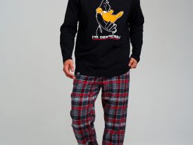 Комплект для мужчин: фуфайка (футболка с длинными рукавами) трикотажная, брюки текстильные