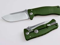 Нож складной LionSteel SR1A GS GREEN, сталь D2 Satin Finish, рукоять алюминий (Solid®), зелёный