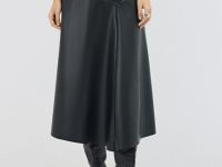 Асимметричная юбка миди из искусственной кожи, Черный