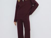 Джемпер с воротником-стойкой на молнии, Фиолетовый