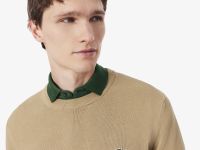 Однотонный хлопковый свитер Lacoste с круглым вырезом