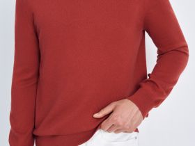 Джемпер из хлопка и шерсти с округлым вырезом