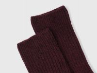 Высокие носки с шерстью в рубчик, Красный