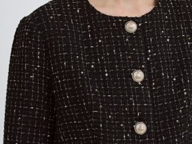 Твидовый укороченный жакет, Черный