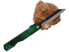 Складной нож Nagao Higonokami Hisui (Jade), сталь Aogami Kurouchi, рукоять металл, Green