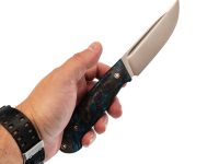 Нож Стрела, сталь S90V, рукоять хаотичный карбон, черно-синий