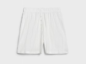 Пижамные шорты из ажурного трикотажа, Белый