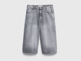 Джинсовые шорты-бермуды с высокой посадкой, Серый