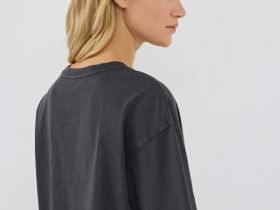 Футболка оверсайз с флок-принтом, Серый