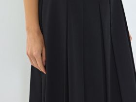 Юбка миди со складками, Черный