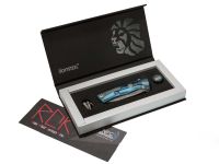 Нож складной LionSteel ROK DD BL, дамасская сталь, рукоять титан, синий