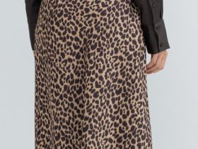 Сатиновая юбка А-силуэта, Бежевый