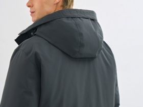 Утеплённая парка с капюшоном, Серый