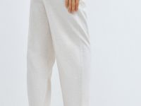 Зауженные брюки с поясом, Бежевый