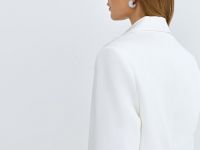 Двубортный льняной жакет, Белый