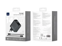 Сетевое зарядное устройство WIWU Voyager GaN 140W Type-Cx3/USB+кабель Type-C/Type-C/TFT-дисплей 1.5m (CHG200) (серый космос)