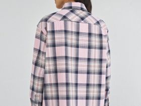 Рубашка в клетку на кнопках, Розовый