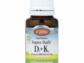 Carlson Labs, Super Daily витамины D3 и K2 в жидкой форме, 25 мкг (1000 МЕ) и 22,5 мкг, растительная формула, 360 вегетарианских капель, 10,16 мл (0,34 жидк. унции)