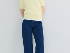 Широкие джинсы со стрелками, Синий