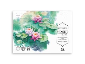 Альбом-склейка для акварели Малевичъ "Monet" 15х15 см 20 л 300 г, 100% хлопок, экстра-мелкое зерно