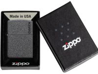Зажигалка ZIPPO Logo с покрытием Iron Stone™, латунь/сталь, серая, матовая, 38x13x57 мм