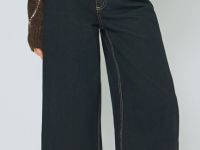 Широкие джинсы с подворотами, Синий