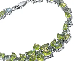Браслет из серебра с, хризолитами и празиолитами э0681бр05260351