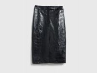 Юбка миди из искусственной кожи, Черный