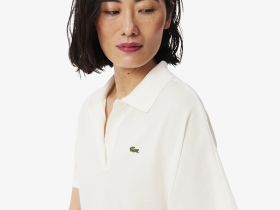 Женская рубашка-поло Lacoste из струящегося хлопка свободного кроя