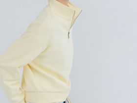 Толстовка с воротником-стойкой на молнии, Желтый