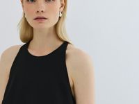 Платье мини с декором из перьев, Черный