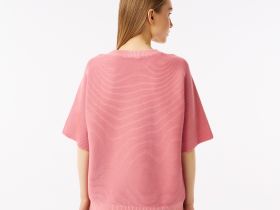 Женский вязаная футболка Lacoste оверсайз с коротким рукавом