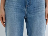 Прямые джинсы средней посадки с отворотами, Голубой