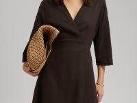 Приталенное платье миди со льном