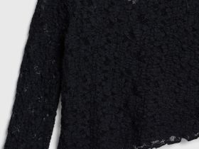 Кружевной лонгслив с завязками для девочек, Черный