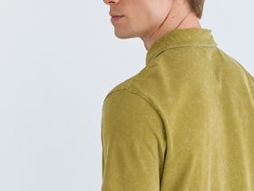 Поло из хлопка с эффектом стирки, Зеленый