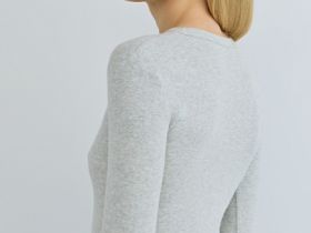 Лонгслив в рубчик, Серый