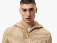 Мужской свитер Lacoste с высоким воротом на молнии классического кроя