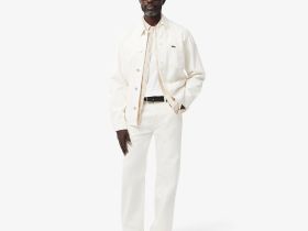 Мужская льняная рубашка Lacoste в полоску