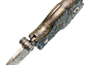 Складной нож-подвеска Sanrenmu 6171-TX, сталь Дамаск, рукоять титан