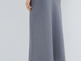 Юбка миди А-силуэта, Серый