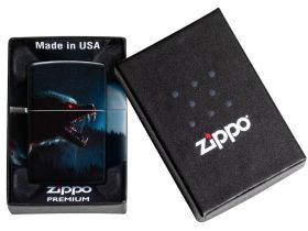 Зажигалка ZIPPO Horror Wolf с покрытием 540 Matte, латунь/сталь, черная, 38x13x57 мм