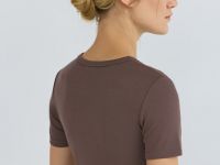 Приталенная футболка в рубчик, Коричневый