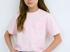 Футболка с аппликацией для девочек, Розовый